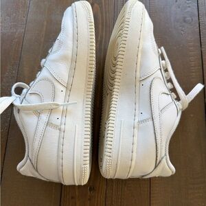 Nike Kids White Leather Sneakers with Silver Swoosh